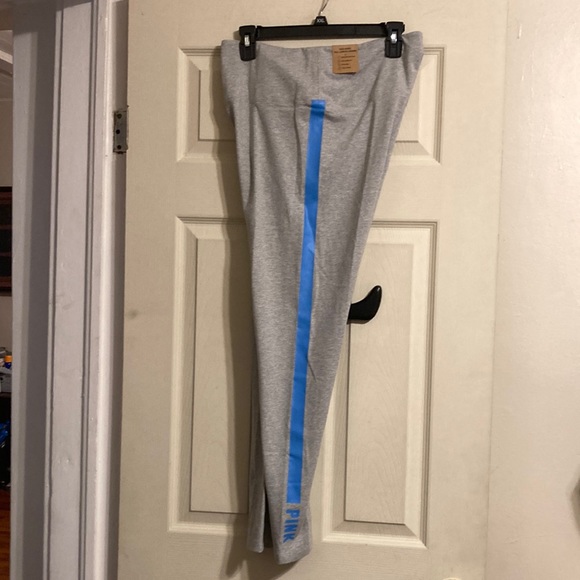 NWT Pink Cotton High Waist Full Length Legging - Heather Charcoal/Azure Sky Strp - Picture 9 of 14